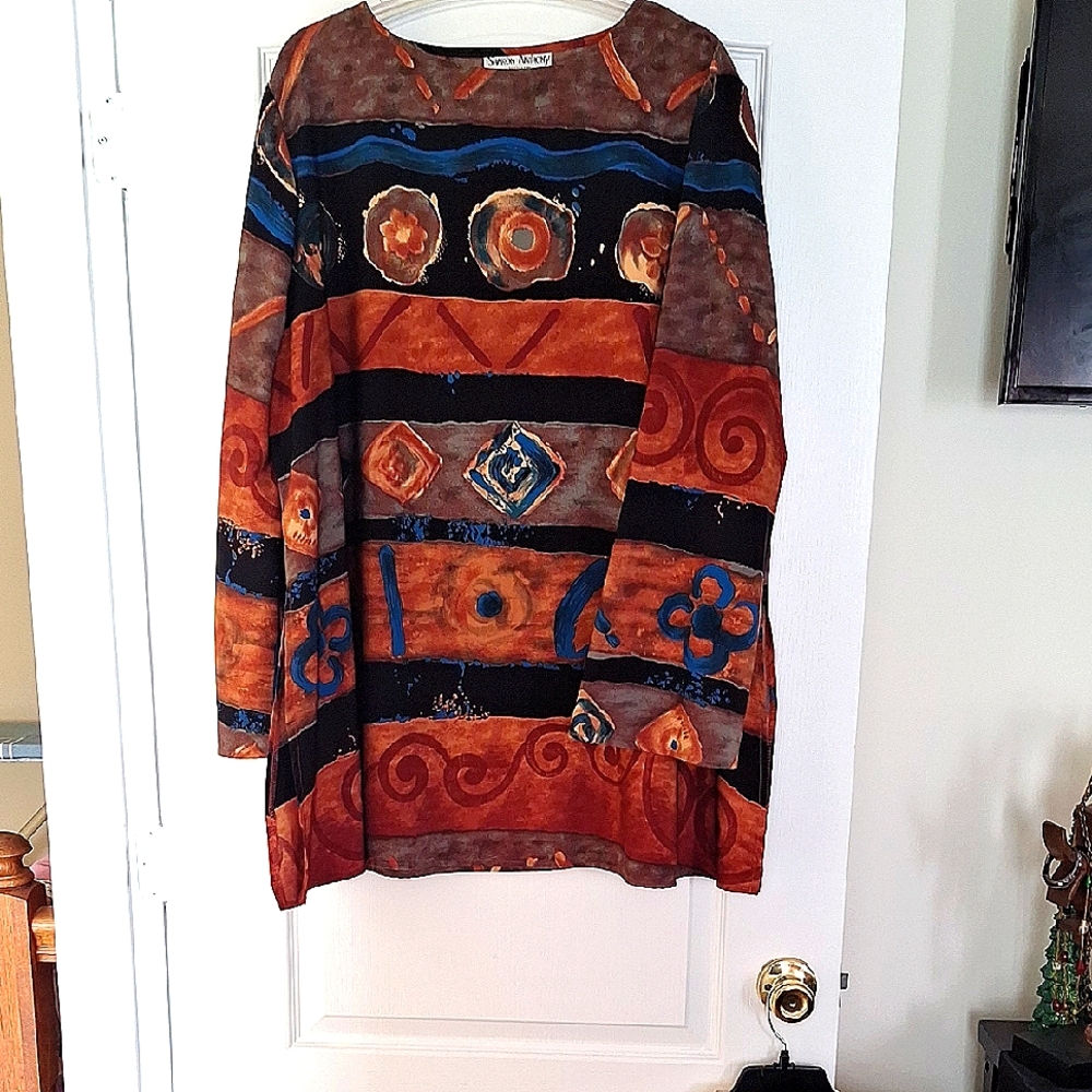 Colorful Geometric Bell Sleeve Top